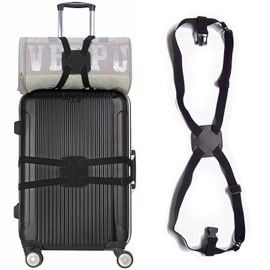 Charming Club Suitcase Belt, Carry Case, Belt, Secure Bag, 2-Way Style, Fashionable, Prevents Luggage from Fall Off, Adjustable, Lightweight, Travel, Business Trips, Golden Week, Airplanes (Black (Bag