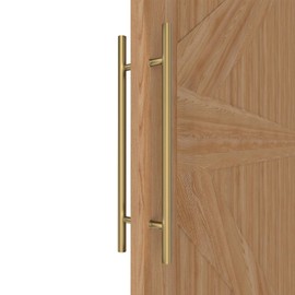 LVYIHAN Titanium Gold Round Barn Door Handles 12"/16"/18"/24"/36"/48"/59'', Pull Push Long French Door Handle Double Sided, Large Front Exterior Shower Door Pull Handles