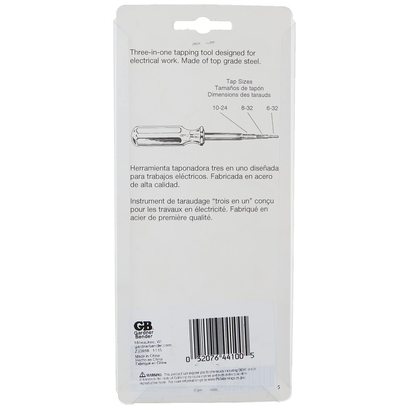 Gardner Bender TT-10B Electricians Tapping and Rethreading Tool, 3 Tap