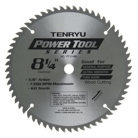 Tenryu PT-21060 8" Carbide Tipped Saw Blade (60 Tooth ATAF Grind - 5/8"Ko Arbor - 0.079 Kerf)