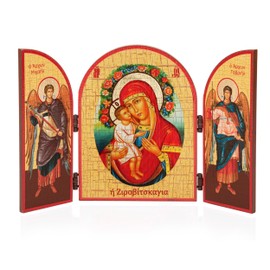 NKlaus Mother of God Zhirovizkaja Icon Triptych Wood 25 x 16 cm Christian 13885
