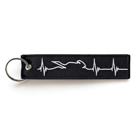 RENEGADE Motorcycle Fabric Keyring with Key Ring Embroidered & Scratch Resistant (130 x 30 mm, Black) Ideal for Your Motorcycle (Heartbeat Black), Heartbeat Black