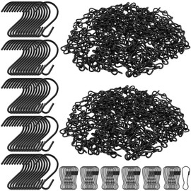 KEILEOHO 2 Pack 156 inch Black Hanging Chains with 60 S-Hooks and Buckles, Bird Feeder Chain, Small Picture Chain Hanging, Hanging Chain for Hanging Plants, Wind Chimes, Garden Planters, Decor