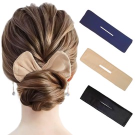 3 PCS Deft Hair Bun Maker, Flexible Donut Twister for Hair Curling and Bun Shaping, Invisible Nets, Easy to Use, Secure Hold All-Day (Black, Navy, Khaki)