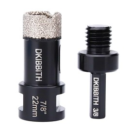 Dry Diamond Core Drill Bits 7/8 Inch, 22mm Tile Hole Saws for Porcelain Ceramic Tile Granite Marble Stone Brick, Diamond Hole Saw with 5/8-11 Thread and 3/8inch Hex Shank