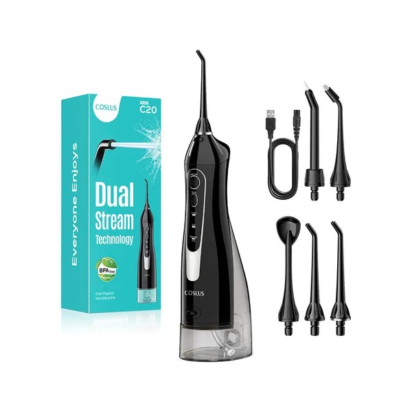 COSLUS Irrigador Bucal, Irrigador Dental Profesional con 5 Boquillas, 3