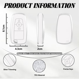 TOOMUME Key Cover TPU Car Key Case Fits Ford Ranger Raptor Mondeo Mustang Edge Ecosport Custom Kuga Fiesta Focus Transit S-Max Key Cover Protection Key Case - Smart Key