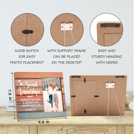 Friends Picture Frame Gifts, Wooden Friendship Photo Frame Gift for Women Friends Sisters Besties Female, Rustic Best Friend Frame Gifts for Birthday Christmas Graduation, Sweet Friendships -D(09)