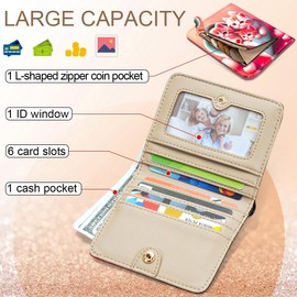 APHISON Womens Wallet, RFID Wallet Women Sequin Line Vegan Leather Slim Bifold Compact Small Wallet for Women with ID Credit Card Holder Zipper Coin Pocket Wallet