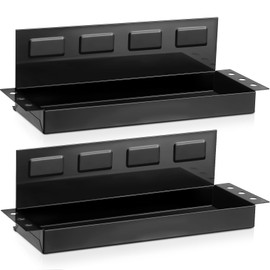 Tandefio 2 Pcs 12" Magnetic Tool Box Tray with Screwdriver Holder Magnetic Can Holder Spray Can Organizer Magnetic Tool Shelf for Hand Tools Store Shop Workshop Garage, Holds 6 Screwdrivers (Black)