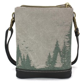 CHALA Double Pocket Xbody Women RFID Protected Canvas Crossody Purse with Adjustable Strap - Big Foot - gray