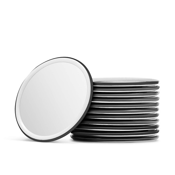 Compact Mirror Bulk Round Makeup Glass Mirror for Purse Great Gift 2.5 Inch Pack of 12 (Black)