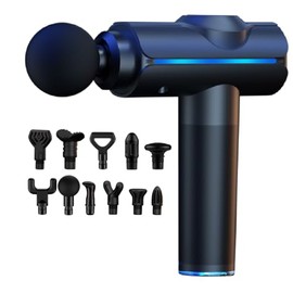 Pistola De Masaje Muscular, Pistola Masajeadora con 11 Cabezales y 20 Velocidades Ajustables,Masajeadores Elctrico de Mano con Pantalla Lcd...        