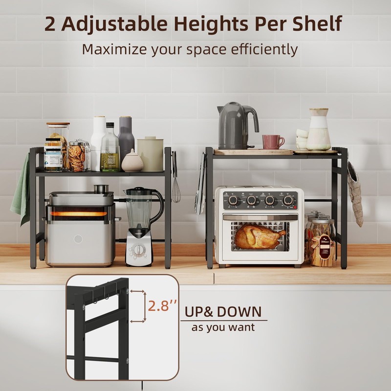 Somdot Microwave Oven Rack, Expandable Microwave Stand Countertop Kitchen Utensils