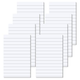 Agoer Pack of 400 Sticky Notes White Self-Adhesive Notes 76 x 127 mm, Sticky Notes Large Lined Sticky Notes for Marking Pages for Office, Study, Home - 8 Pack/400 Sheets