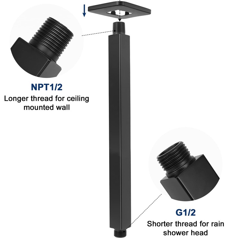 NearMoon Ceiling Mounted Shower Arm With Flange, Universal Connection 1/2