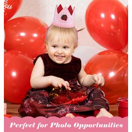 ValueBargain Baby Birthday Crown, Light Pink Strawberry First Birthday Crown, Suitable for Photo Props Party Christmas Headwear
