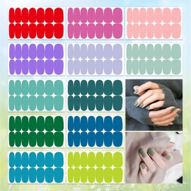 DANNEASY 12 Sheets Solid Spring Nail Polish Strips Full Nail Wraps Self Adhesive Nail Polish Stickers for Women Girl Nail Art Stick on Nails with 1pc Nail File, Cuticle Stick