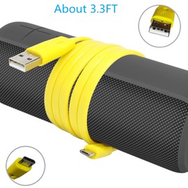 Aquelo UE Boom Charging Cord Replacement Micro USB Charger Cable Compatible with Ultimate Ears UE Boom 2 Megaboom Miniboom Mobileboombox W100 Bluetooth Speaker, Yellow, 3.3FT