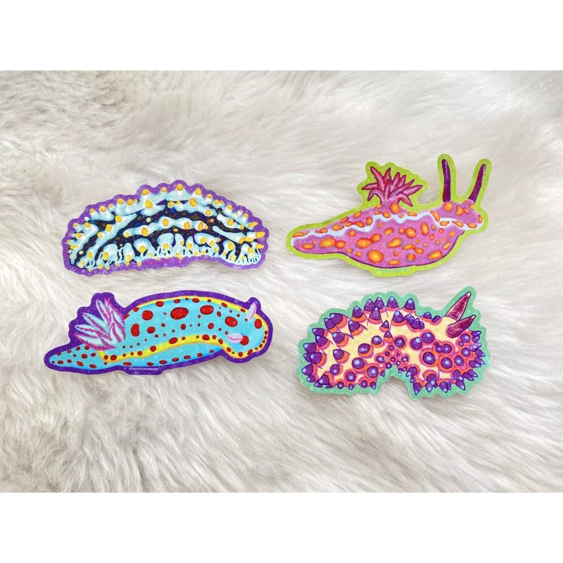 Totally tied and dyed Nudibranchs Sea Slug Holographic Vinyl Sticker