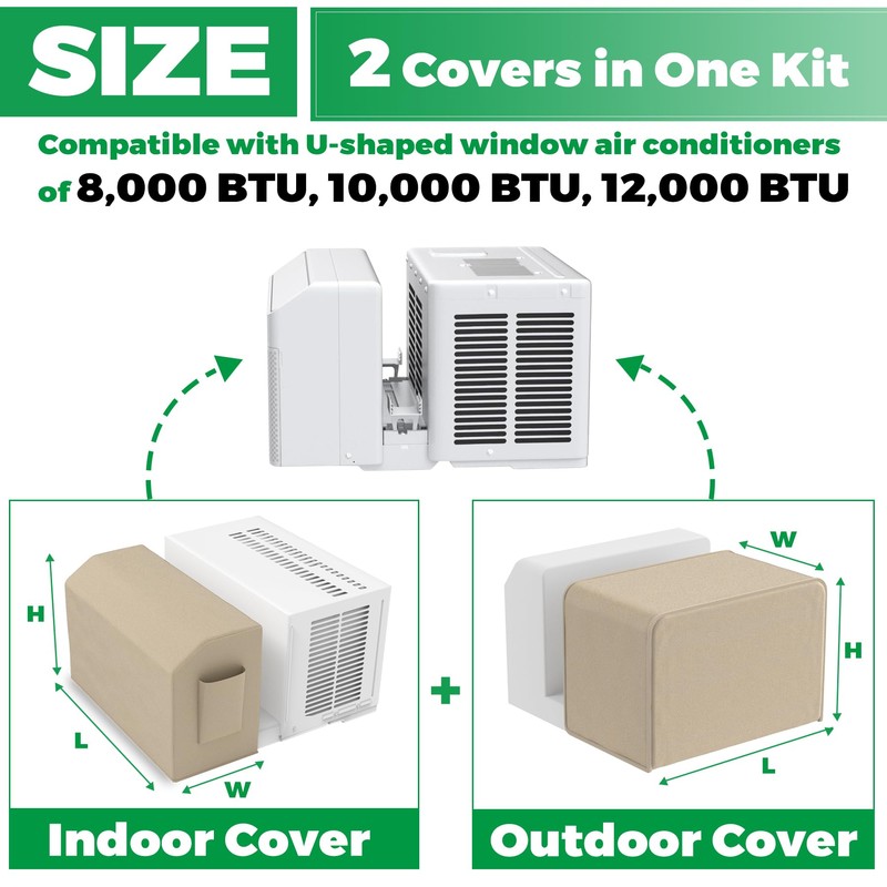 Forestchill 2 Pcs Window Air Conditioner Cover for U-shaped Window