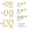 ALEXCRAFT Gold Earrings Set, 6 Pairs 14K Real Goldplated Hoop