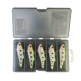 DAIMOUTH 5pcs 70mm Fishing Lures Lifelike Vibe Blade Bait for Bass & Trout, Lipless Crankbait, Bionic Fishing Gear for Freshwater Saltwater,Fishing Tackle Accessory Box (Green)