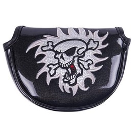 Skull King Embroidery Odyssey Putter Cover for Red Small Mallet with Magnet (Skull, Black)