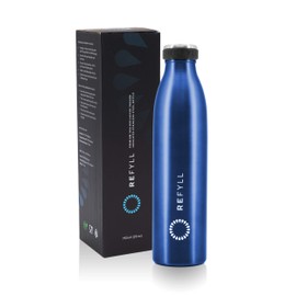 REFYLL Stainless Steel Water Bottle "dailyFYLL" - 500 ml, 750 ml, 1 Litre - Leak-Proof Thermos Flask with Double-Walled Vacuum Insulation - Insulated Flask for Sports, University, Office, School