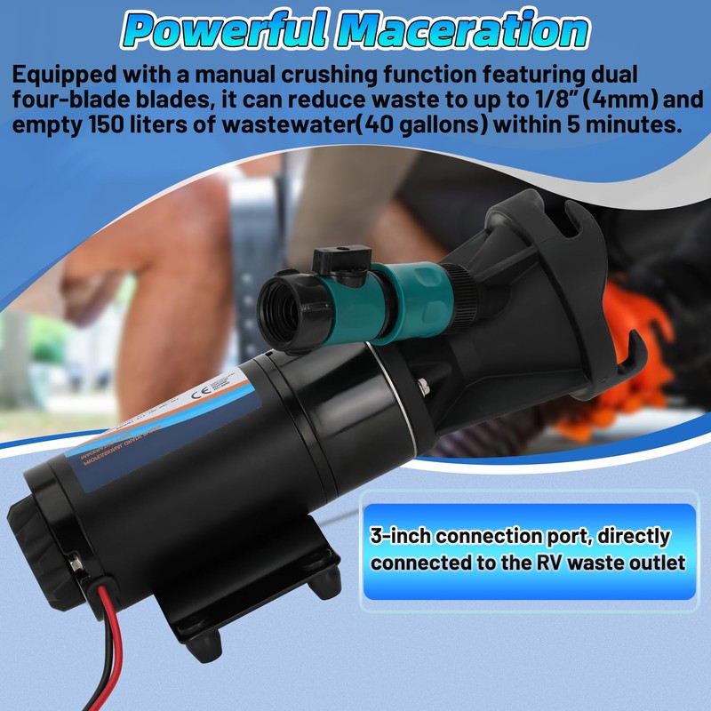 Macerator Pump 18555-000A Compatible with Flojet 18555-000A - 3/4" Garden
