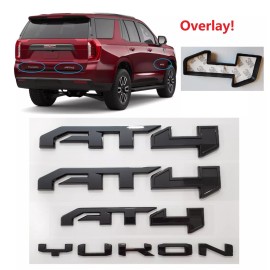 GMC OVERLAY Gloss Black Door Rear AT4 Yukon Emblem Fit 2021-2024 GMC Yukon Yukon XL