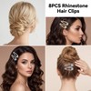8Pcs Rhinestone Hair Clips, Crystal Hair Barrettes Bling Metal Snap