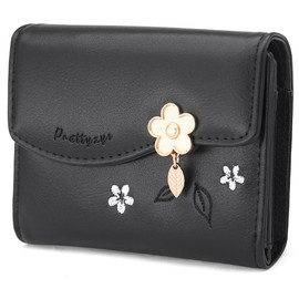 HNOOM Women's Purse Made of Smooth and Soft PU Leather Purse Women's Small and Short Format Purse with Zip and Press Stud and Many Compartments, S-black, Beautiful