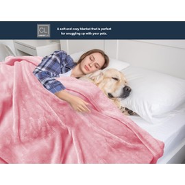 Comfort Lab Plush Flannel Bed Blanket - Soft, Lightweight, Fleece Blanket for Couch, Bed & Home Decor - Anti Pilling and Non Shedding Fleece Bed Blanket - Twin/Twin XL (66" x 90") - Blush