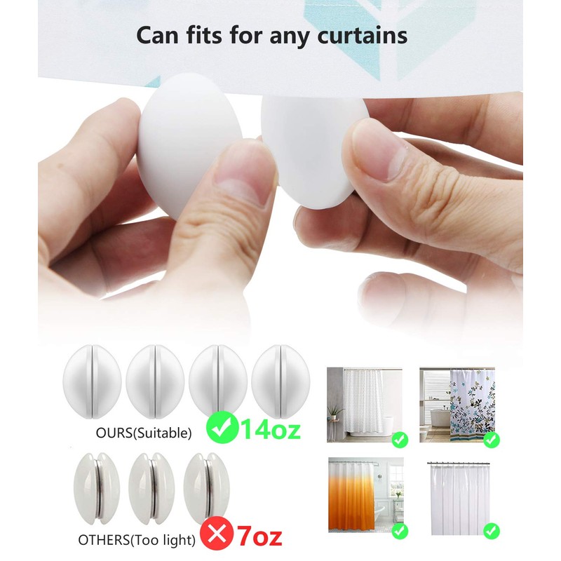 4 Packs Shower Curtain Weights, Magnetic Silicone Wrapped Heavy Duty