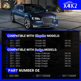 603-380 Coolant Overflow Reservoir Tank with Cap For 2011-2021 Chrysler 300/Dodge Challenger Charger V6 V8 Replaces# 55111260AB, 55111260AF