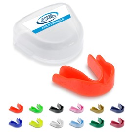 GAME GUARD – Hockey-Mundschutz für Kinder im Alter von 8, 9, 10, 11, 12, 13 Jahren. Zahnschutz für Boxen, Rugby, Fußball, Kampfsport, Kickboxen, Karate, Taekwondo [Rot– 1 Stück]