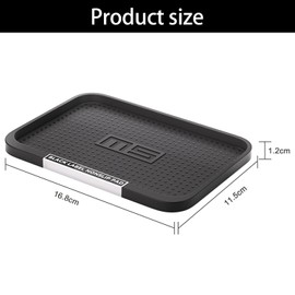 Black Non-Slip Mat, Plastics Washable Dashboard Tray, Heat Resistant Car Non-Slip Mat, Durable Rubber Mats Car, for Coins, Mobile Phones, Keys, GPS, Sunglasses