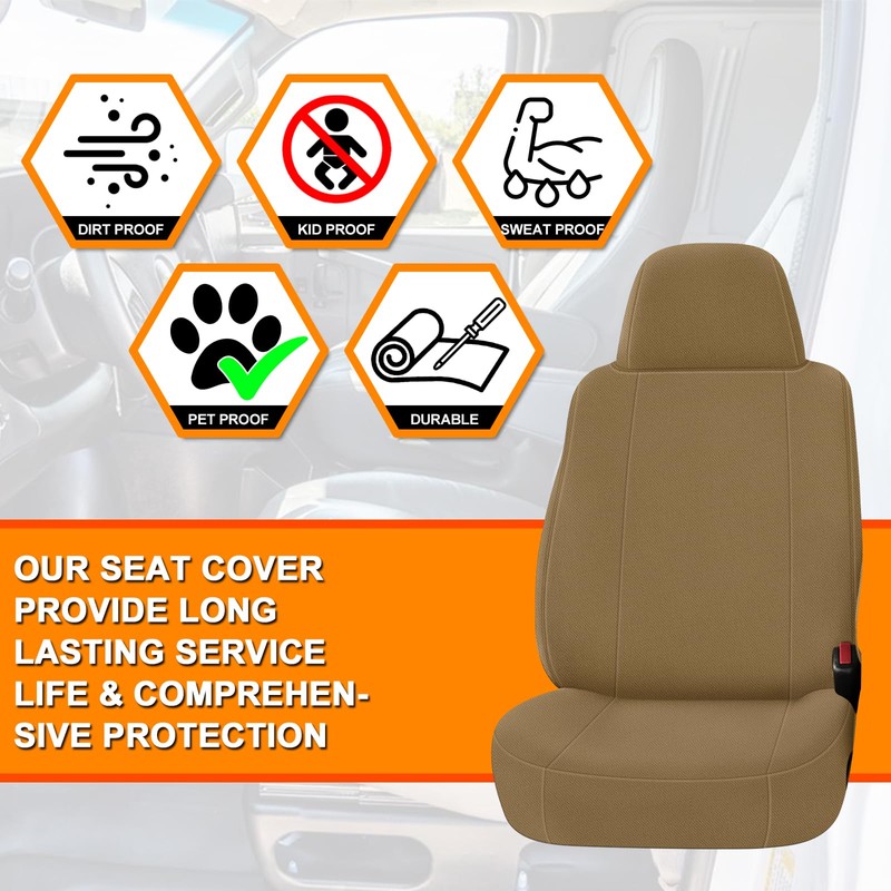 Kistrba Truck Seat Cover Fit for 1997-2000 Ford F-150, Tan
