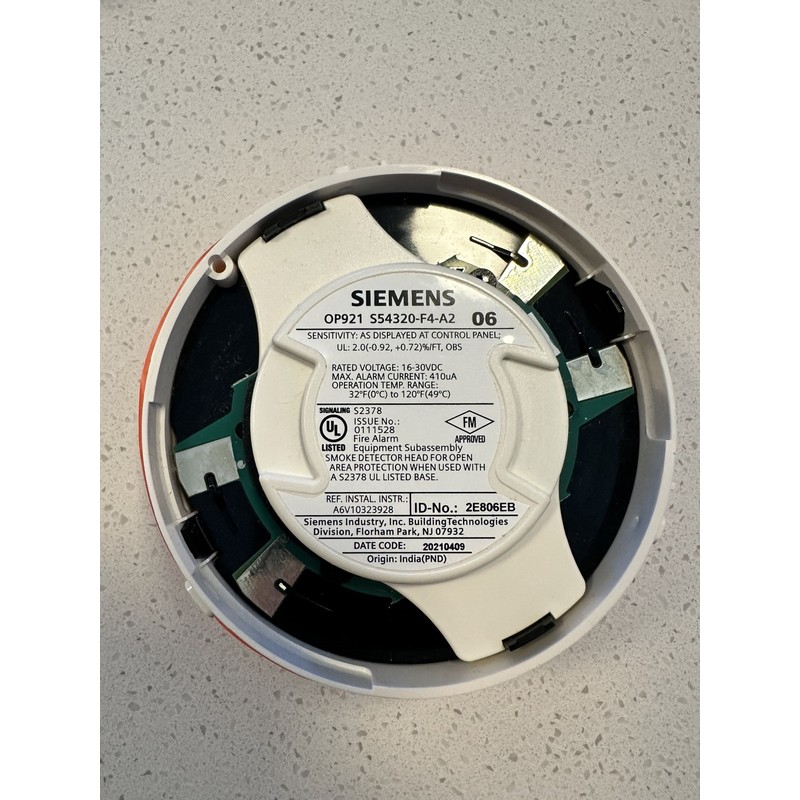 SIEMENS OP921 - FIRE ALARM PHOTOELECTRIC SMOKE DETECTOR - New