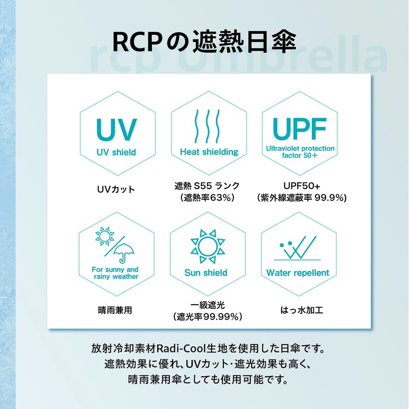 日傘 晴雨兼用 rcp 折りたたみ傘 軽量【重量:229.g】【 高遮熱 放射冷却素材 Radi-Cool 生地使用 】