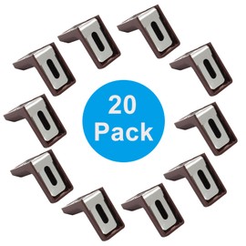 Zorveiio 20 Pcs 1" Plastic Right Angle Bracket L Brackets, Metal 90 Degree Corner Brace Corner Support for Wood Shelf Chair Cabinet Box-Brown