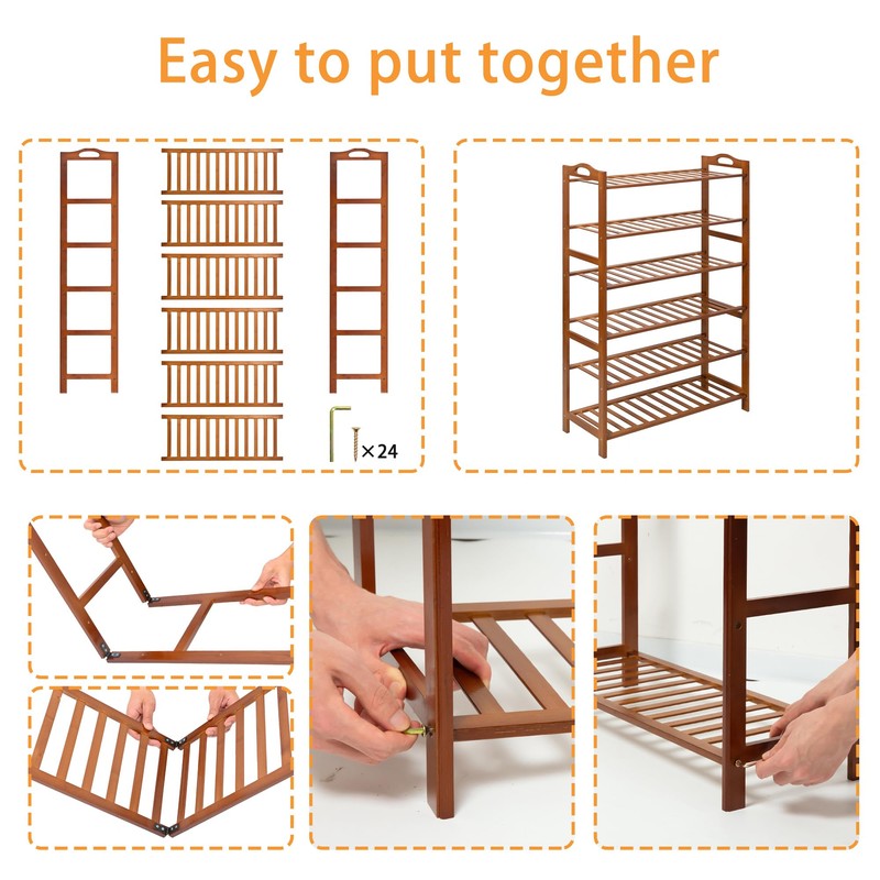 RKK Shoe Rack for Front Foor Entrance, Bamboo Shoe Rack