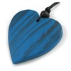 Avalaya Blue Wood Grain Heart Pendant with Black Cotton Cord