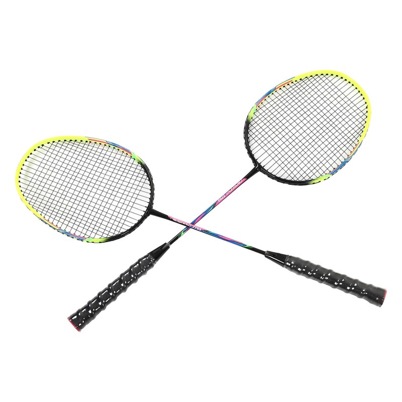 1 Pair Green Badminton Racket Set Fashionable Lightweight Comfortable Grip