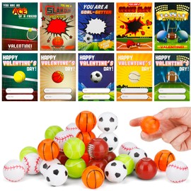 AUUGUU 30 PCS Valentines Cards for Kids School with Sport Ball Fidget Spinners, Kids Valentine Party Favor, Valentine's Day Classroom Prizes, Ideal Valentine Exchange Gift