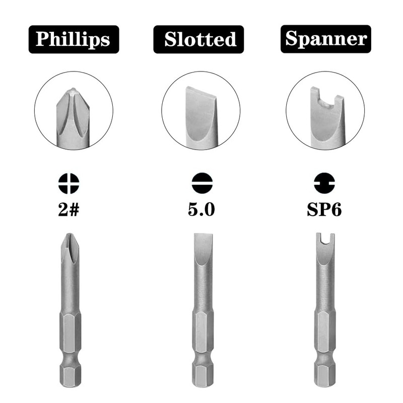 Saipor 13pcs 50mm Magnetic Special Shape Screwdriver Bit Set (Phillips,