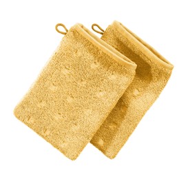 Möve Quadretti Walk Wash Mitt 15 x 20 cm Pack of 2 Yellow