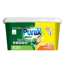 PUROX UNIVERSAL Detersivo Lavatrice Capsule (20 Lavaggi) – Per tutti i tessuti, rimuove le macchie, ecologico, risciacquo completo, protezione anticalcare, scatola
