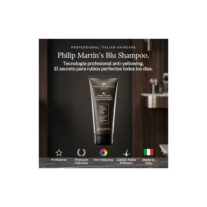 Philip Martin’s Blu Shampoo Matizador Anti Amarillo Cabello Rubio y